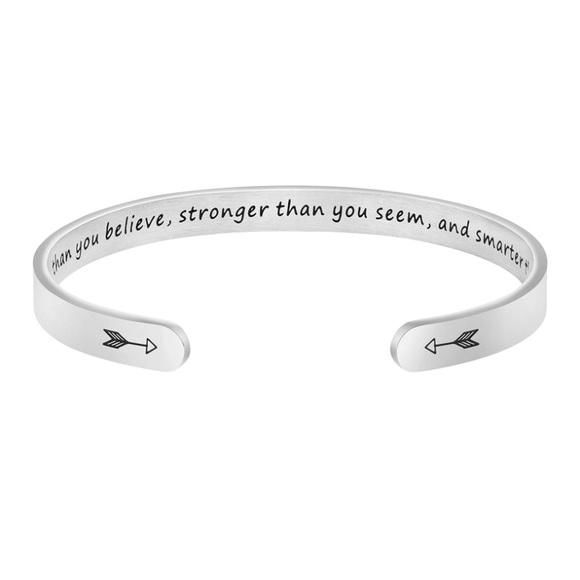 Engraved Positive Quote Keep Going Cuff bracelets Stainless Steel set of two NEW - Picture 5 of 5